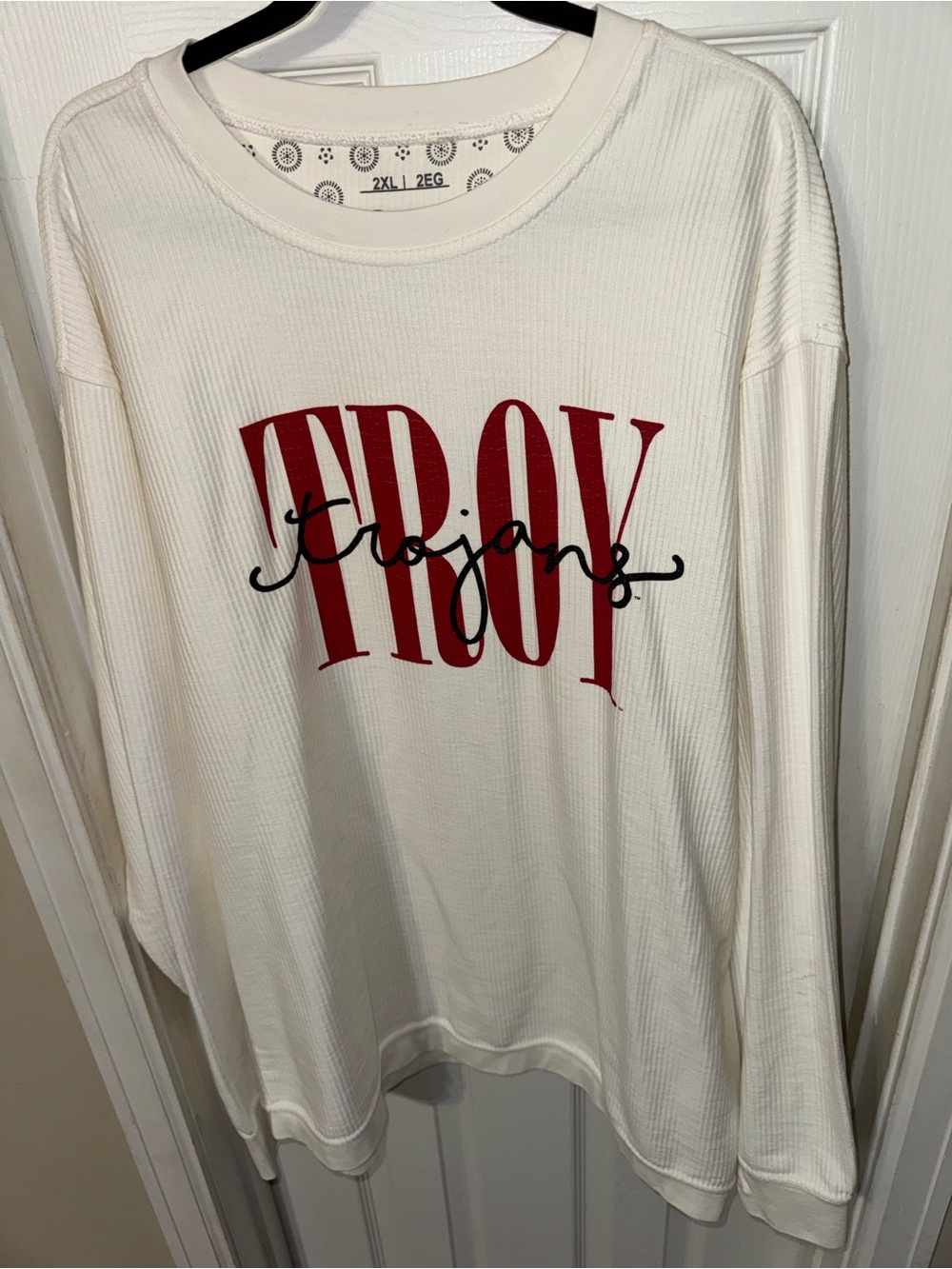 Pressbox White Long Sleeve 'TROY' Graphic Top